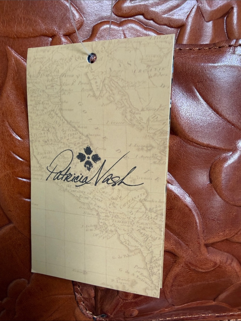 NWT Patricia Nash tote Toscana gold cognac tooled leather western classic tooled - Picture 3 of 15